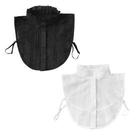 2 Pieces Of Fake Collars For Women, Versatile Decorative Collars, Simple Collars, Detachable Collars (White, Black)