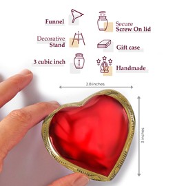 Trupoint Memorials Small Urns for Human Ashes Keepsake, Mini Heart Urn with Stand, Decorative Cremation Urns for Adult Men & Women – Set of 4, Red