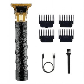 Portable Electric Cut Split End Hair Trimmer, 1 Cordless Hair Clipper & 4 Hair Clipper Combs & 1 Charging Cable & 1 Brush, Hair Styling Tools, Hairdressing Tools - Color: Dark Gray, Specification: 1 Set