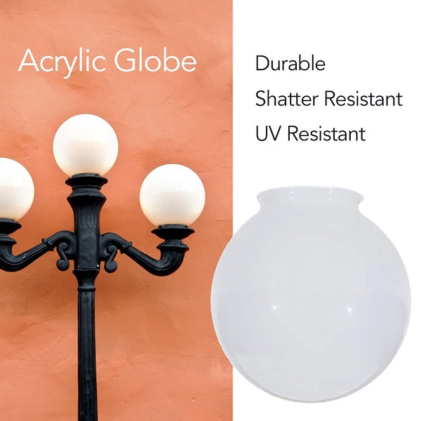 Beam Lighting 6-inch White Acrylic Replacement Globe - Cover for Ceiling, Wall Fixtures, Lamp Posts, or Streetlights