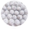Plush Pompoms with Silver Glitter, Round Pompom, White Colour Set,