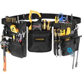 WORKADE Tool Belt | Magnetic Tool Pouch with 32 Pockets for Handyman, Contractor, Mechanic & Plumber | Heavy-Duty Utility Belt with Detachable Waist Holder | Adjustable & Durable Work Belt