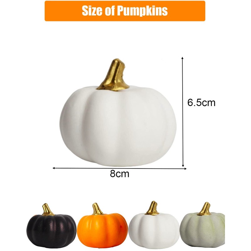 12Pcs White Artificial Pumpkins Bulk Autumn Decoration Set,Thanksgiving Pumpkin Decorations,Decorative