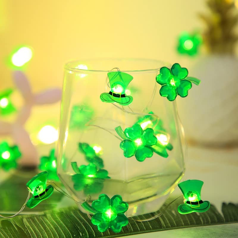 HEZHFA St. Patrick's Day Four-Leaf 13FT 40 LEDs Clover String