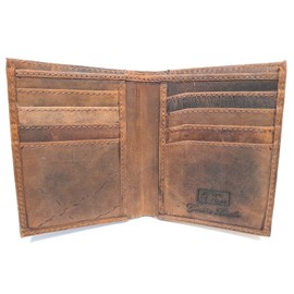 AKSHIDE Men's Handmade Wallet Gents Distressed Hunter Real Leather Wallet (Brown)