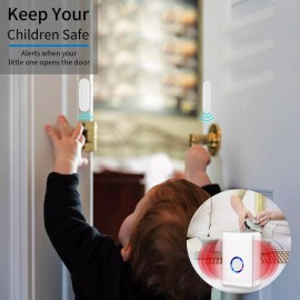 digi-office Wireless Door Open Chime Magnetic Entry Alert 48 Tune LED Flash Sensor+2Receiv