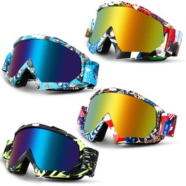 Tallew 4 Pairs Dirt Bike Goggles Motorcycle Goggles Motocross Goggles Riding Racing ATV Goggles for Men Women Power Sport Ski (Stylish)