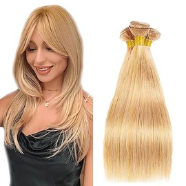 Highlight Bundles P27613 Straight Human Hair Bundles 613 Highlight Bundles Two Tone Honey Blonde Mixed With Blonde Bundles 3 Bundles 12 14 16 Inch