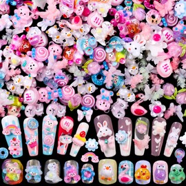 Cute 3D Nail Charms Dolphin Pineapple Food Panda Dinosaur Snail Cartoon Mix Jewelry Charms for Nail Art Design DIY Crafts Accessories Decorations (180)