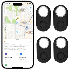 Air Tracker Tag Bluetooth Item Finder Compatible with Apple Find My APP (iOS Only) IP67 Waterproof,Air Tracker for Keys,Luggage,Wallets,Dog,Cat,Easily Locate Lost Items(Black,4 Pack)