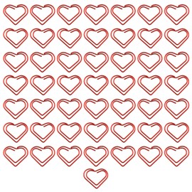 Bookmarks LUORNG 50pcs Heart Shaped Paper Clips Fasteners Clip Bookmark Clips Red Metal Embellishments Cardmaking