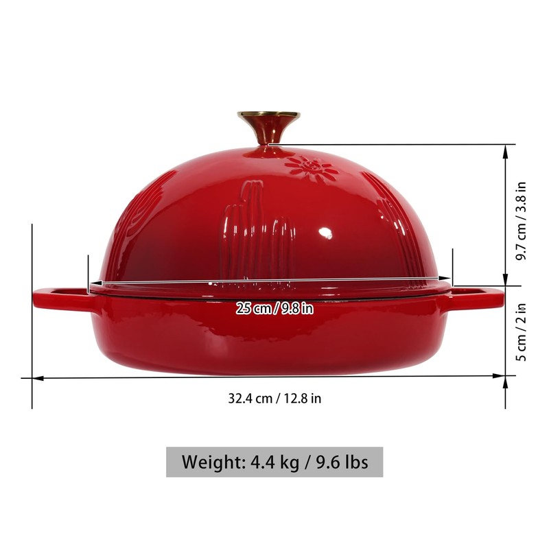 Flavehc Cast Iron Bread Oven With Cloche Lid for Baking