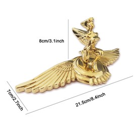 Goddess Hood Ornaments for Cars Angel Flying Wings Logo Car Front Bonnet Stand Cars Metal Stickers Decals 3D Emblem Badge Auto Sticker Symbol Hood Ornament for Trucks Vehicle (Golden)