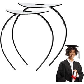 YENKEN 2Pcs Graduation Hairband, Adjustable Black Graduation Cap Headband Insert, Simple and Practical Anti-Fall Hairband for Graduation Cap, Perfect for Female Adults