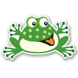 2 x Funny Frog Vinyl Sticker Bike Laptop Car Bike Motorbike Happy Kids Fun #5028 (10cm Wide x 6cm Tall)