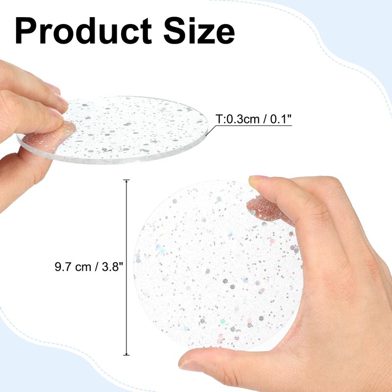 sourcing map 2pcs Foil Acrylic Cup Coasters, Round Acrylic Drink