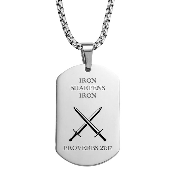 The Positive Christian Iron Sharpens Iron Dog Tag Necklace: Proverbs