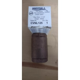 Merrill NIB Merrill 1 1/4" Brass Check Valve For Water Well Installation