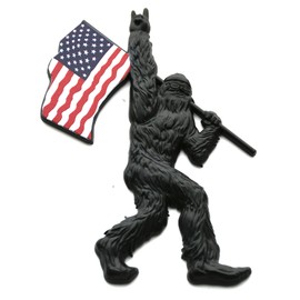 1x Sasquatch Car Badge Emblem Fishing USA Flag Decal Compatible with Ford Bronco Universal Car Truck SUV (Colorful USA Flag-Matte Black)