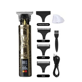 Men's Hair Clippers, Professional Hair and Beard Trimmer, T-Blade Edgers, Gold Close-Cut Cordless Clippers for Precise Haircuts