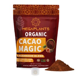 MegaPlants Cacao Magic (50 Servings) | Superfood 5 Mushroom Blend | Lions Mane, Reishi, Chaga, Cordyceps, Turkey Tail | Smoothie, Hot Chocolate, Coffee Alternative