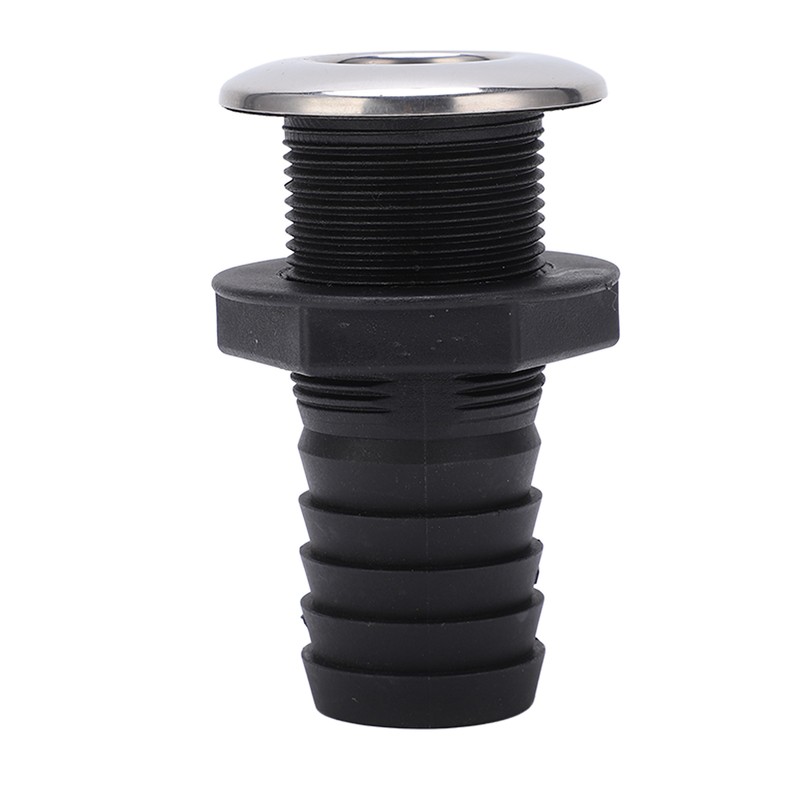1 1/2in Through Hull Drain Straight Black with Stainless Steel