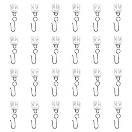 Set of 25 Universal Curtain Track Rollers Hooks, Ceiling Mount Curtain Track Pulley Set, 25 Pcs Metal S Hooks & 25 Pcs Plastic Rollers Gliders, Carrier Hook for Straight Bendable Track