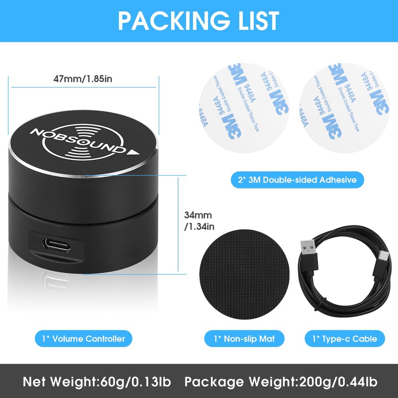 Nobsound USB Volume Control Knob with Mute Function, Compatible with