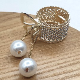 Women Small Hair Clip, Rhinestone Hair Clip, Golden Small Claw Hair Clip Diamante Hair Accessories, Crystal Hairpin Metal Ponytail Holder, Pearl Tassel Claw Clips for Thick Hair