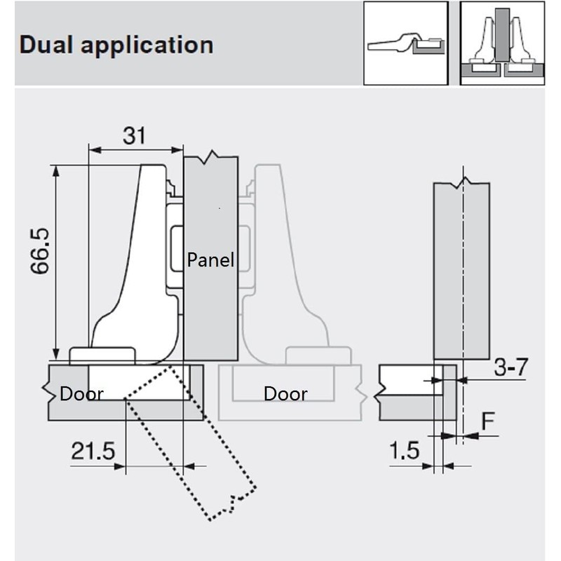 Blum Blumotion 110-Degree Clip Top, Corner Stop, Standard