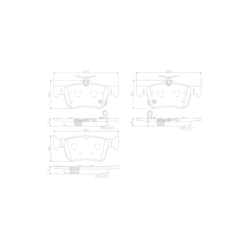 Brembo Balata NAO para Acura RDX 2019-2020 y Honda Civic