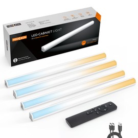MEKKLEON Under Cabinet Lights Remote Control,4 Pack Magnetic Rechargeable Light bar,Under Cabinet Lighting Wireless,Ceiling and Under Counter Lights for Kitchen,Wardrobe,Shelf (White, 30 CM)