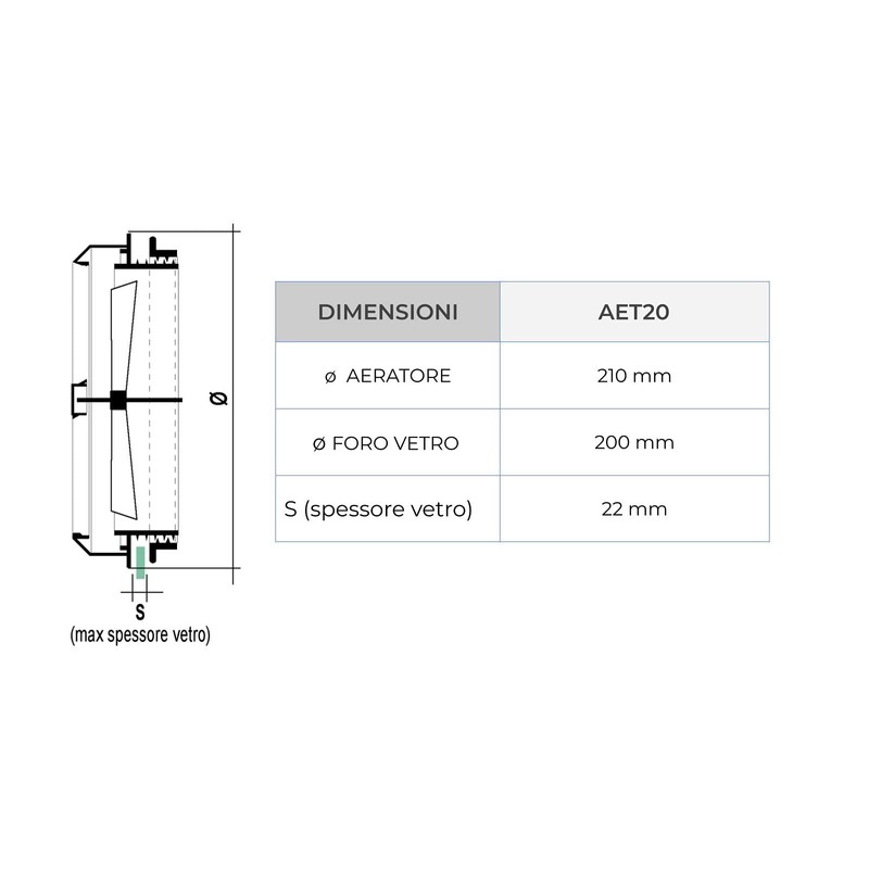 La Ventilazione AET20-Y Thermal Window Aerator, Transparent, Diameter 210 mm