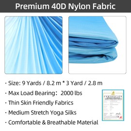 PRIOR FITNESS 9 Yards Aerial Yoga Silks Starter Kit Colorful Hammock Set with Hardware & Guide for All Levels of Aerial Yoga Practice and Acrobatic Flying For Adults