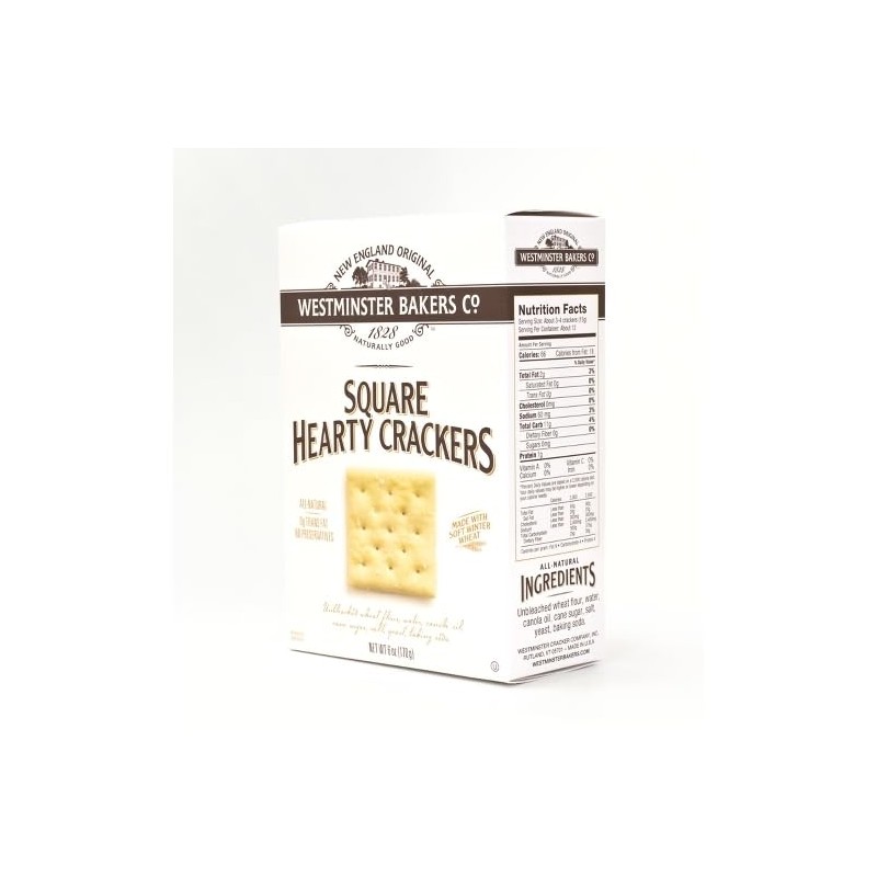 Square Hearty Crackers, 6 Ounch, Made (6 Ounce (Pack of