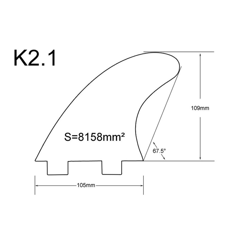 UPSURF Surfboard Fins Double Tabs K2.1 Size, Set of 4,