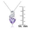 Ice Gems Sterling Silver Amethyst and White Topaz Heart Double