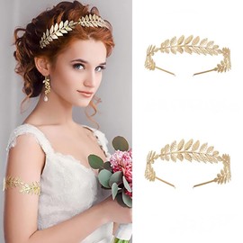 2 Pcs Leaf Headband Metal Headband Goddess Hair Hoop Vintage Bridal Wedding Headpiece Glitter Elegant Hair Band Party Decoration Headdress Cosplay Costume Headwear Handmade Headpiece Hair Accessories