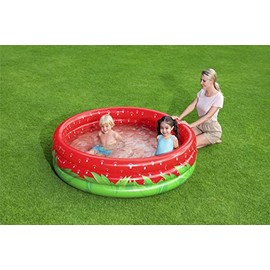 Bestway 51145 Alberca Inflable Redonda 1.60x.38cm 3 Anillos Decor Fruta, Rojo                                                                         