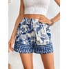 WDIRARA Women's Loose Boho Casual Summer Shorts Floral Print Elastic