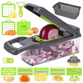 Vegetable Cutter, 16-in-1 Vegetable Cutter, Manual Vegetable Cutter, Veggie Chopper Multifunctional Vegetable Cutter with 7 Interchangeable Blades, Dice Machine, Dice Machine for Vegetables, Fruits