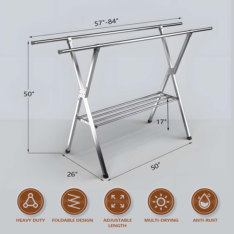 JAUREE Clothes Drying Rack 2 Tiers, Heavy Duty Drying Rack