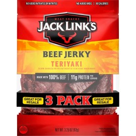 JACK LINK'S TERIYAKI BEEF JERKY 3.25OZ, 3 PACK X 2 = TOTAL 6 PACKS