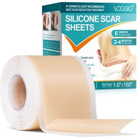 Silicone Scar Sheets (1.6” x 150”-3.8M), Medical Grade Soft Silicone Scar Tape, Scar Strips, Scar Roll - Keloid, C-Section, Surgical, Acne- Scars Removal Treatment, Painless Easy Removal, Reusable