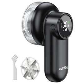 coldSky Rechargeable Fabric Shaver, Lint Shaver with Digital Display, Sweater Shaver with 6-Leaf Blades and Safety Lock, 3-Speeds Defuzzer Remove Fuzz, Pills from Clothes, Furniture, Blanket Purple