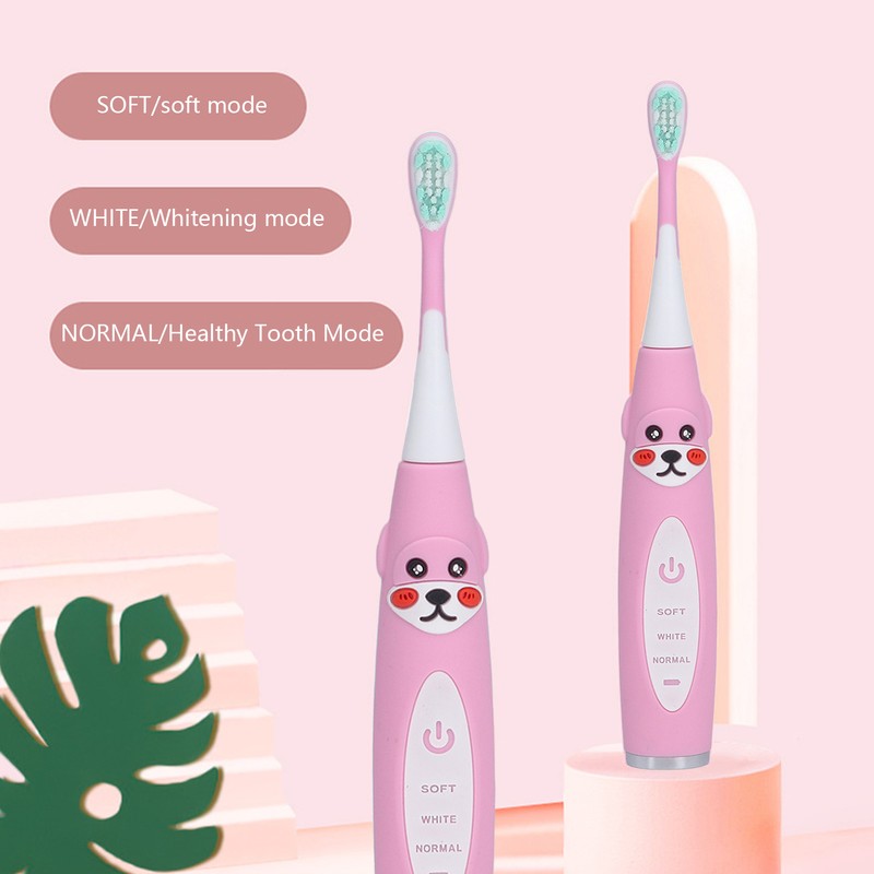 Kids Electric Toothbrush Sonic Smart Timer Cartoon Shape Soft IPX7