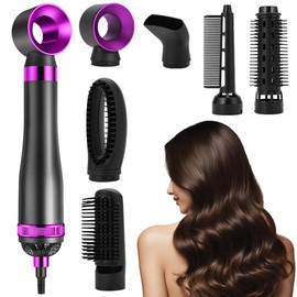 HIULLEN Air styler 6 in 1 Haarstyler, 1000W Warmluftbürste Set, Lockenstab Automatisch, Rundbürstenföhn, Ionen Haartrockner mit Föhnbürste, Haarglätter Bürste für Glätten, Trocknen, Volumen, Locken