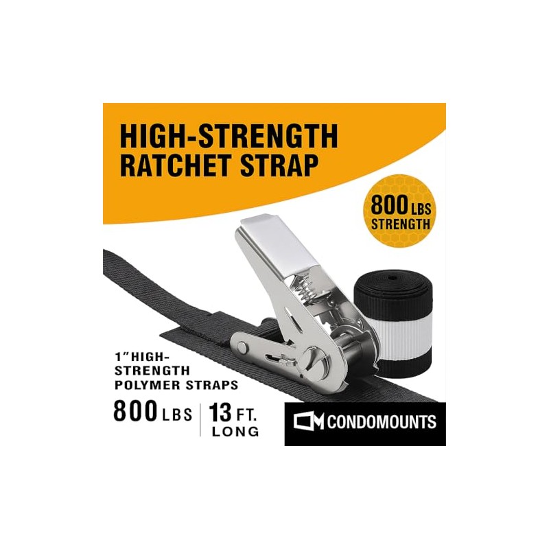 CondoMounts RSSB21 Ratchet Straps with Protective Pads, 13 Ft x