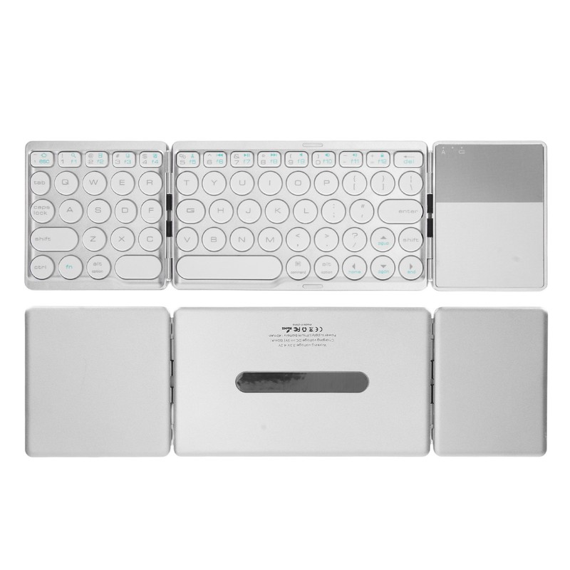 Round Key Bluetooth Foldable Keyboard with Touchpad Universal 140mAh Wireless