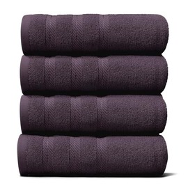 Hearth & Harbor Luxury Hand Towels - 100% Ring Spun Cotton Hand Towels for Bathroom, Shower, Spa, Soft & Absorbent Towels, 4 Piece Set, Purple